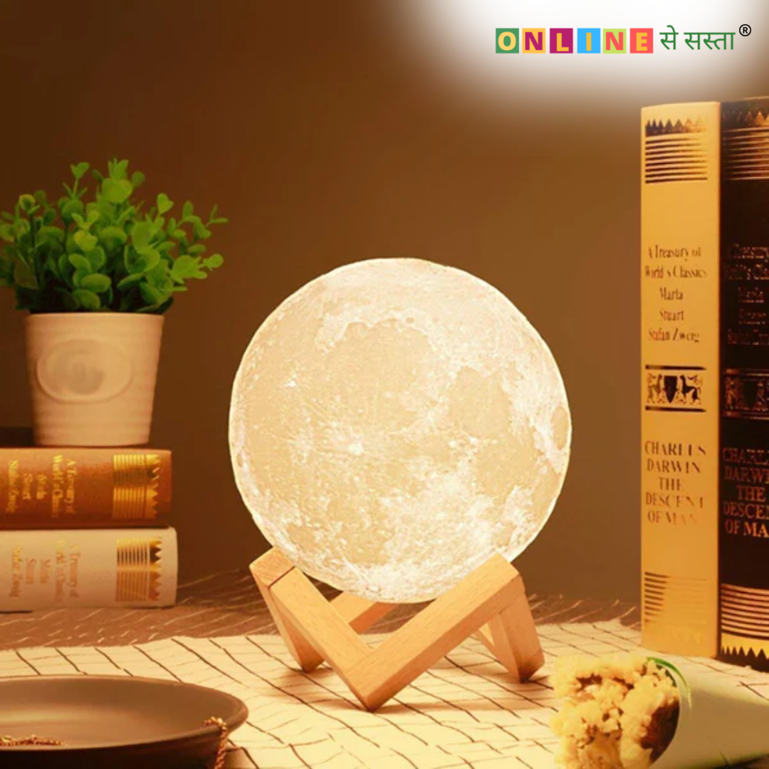 Colour Changeable 3D Moon Lamp with Stand – A Touch of Lunar Magic for Your Space