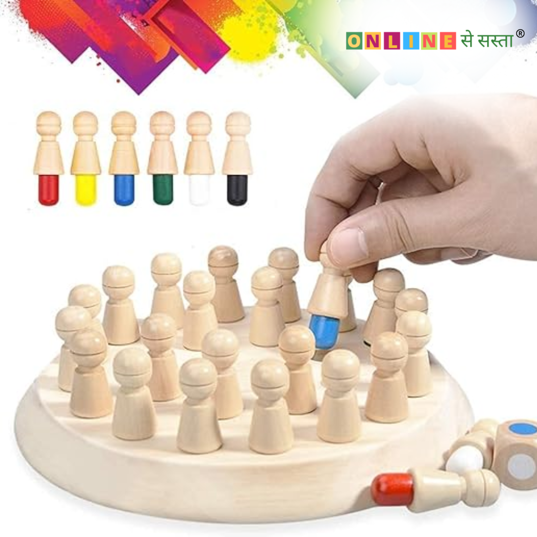 Wooden Memory Chess Board Game Educational Toys for 5 Years + Girls and Boys Memory Building Toys (Memory Chess)