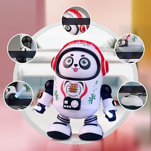 Musical Robot Panda Toy for Kids with Flashing Lights and Sound