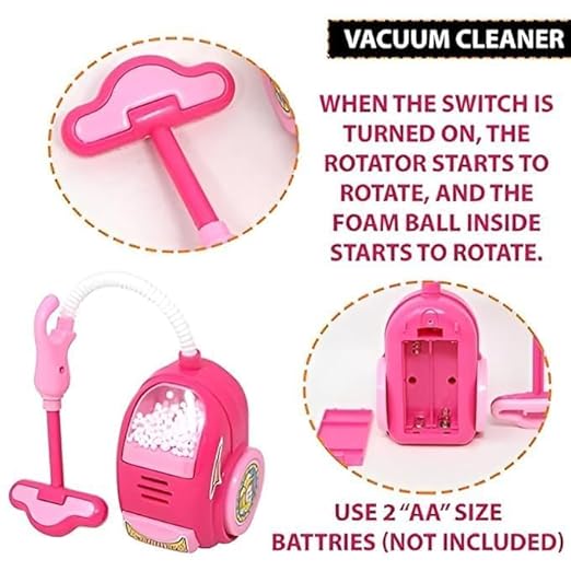 Household Home Appliances Kitchen New Play Sets Toys for Girls with Realistic Sound, Washing Machine, Sewing Machine, Vacuum Cleaner & Iron (Pink) (6Pcs)