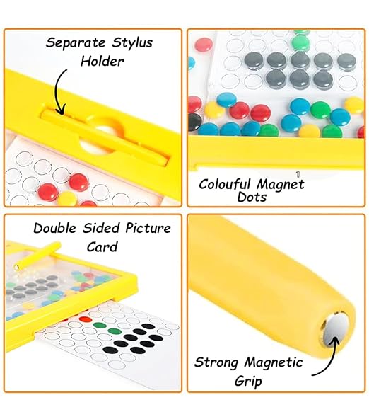 Magnetic Dot Art Drawing Board For Toddlers | Indoor Mini Doodle Board With Magnetic Pen & Beads