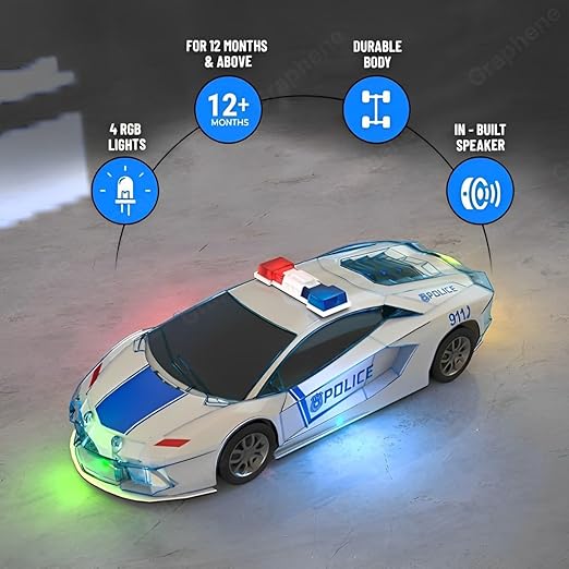 City Police Car Friction Toy With Light & Music | Fun for Kids