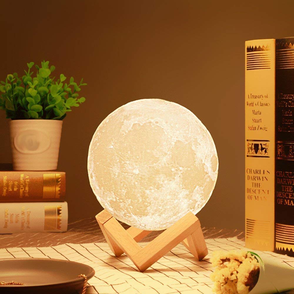 Colour Changeable 3D Moon Lamp with Stand – A Touch of Lunar Magic for Your Space
