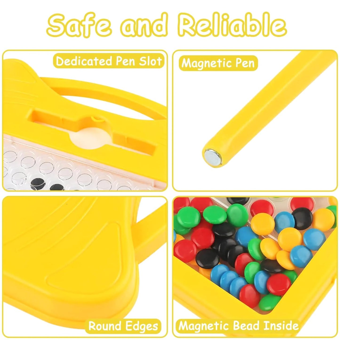 Magnetic Dot Art Drawing Board For Toddlers | Indoor Mini Doodle Board With Magnetic Pen & Beads