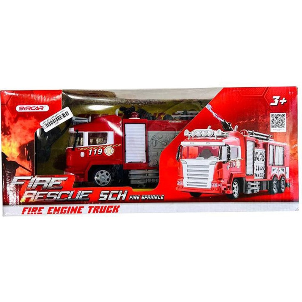 Remote Control Fire Truck Smoke Spray Fire Brigade Rescue Truck 2.4 Ghz with Mist Water Spray Function Remote Control Toy for Kids - Red