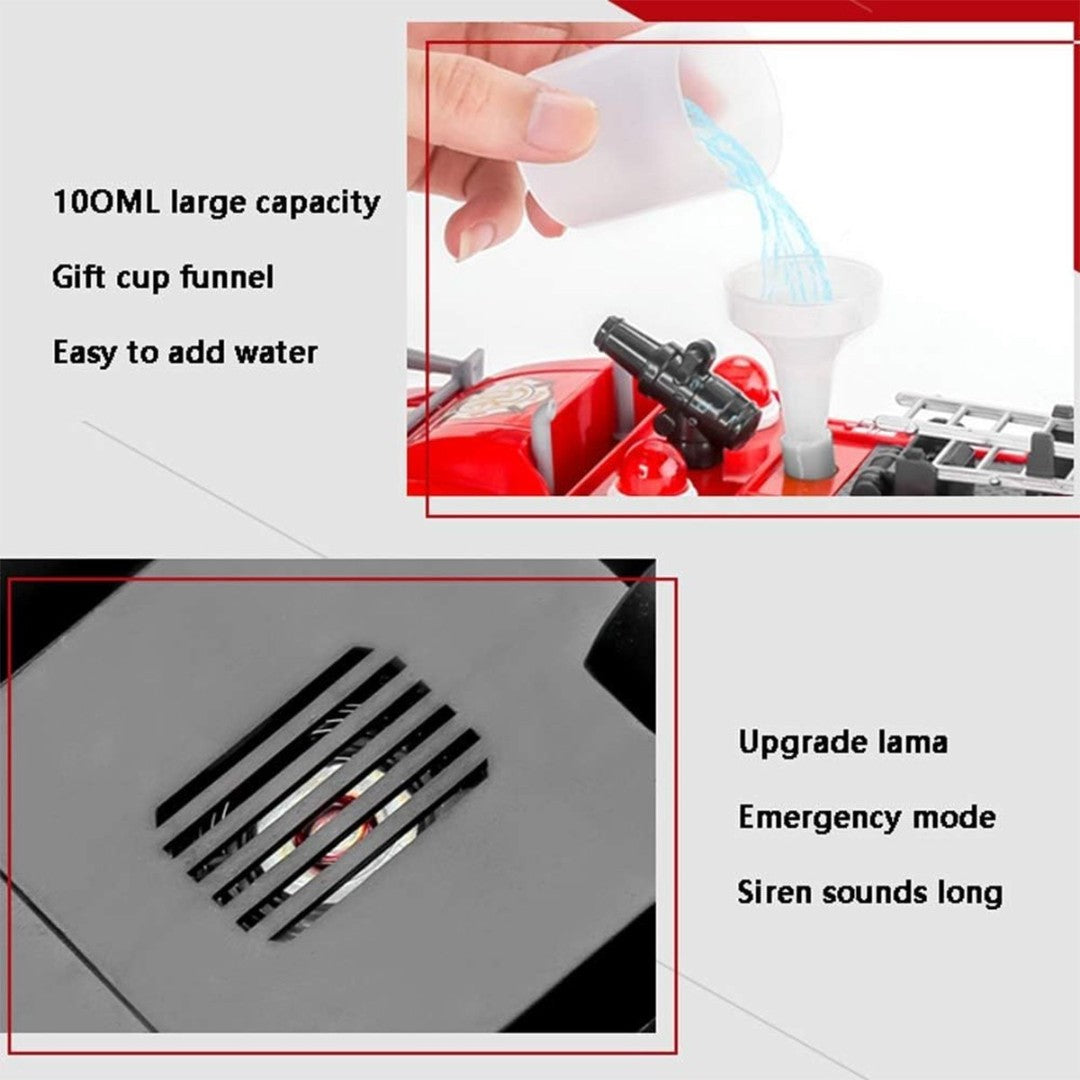 Remote Control Fire Truck Smoke Spray Fire Brigade Rescue Truck 2.4 Ghz with Mist Water Spray Function Remote Control Toy for Kids - Red