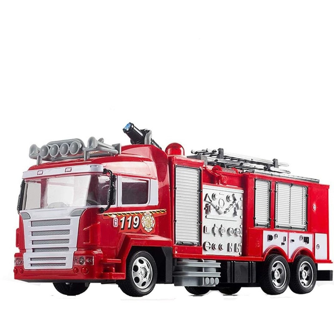 Remote Control Fire Truck Smoke Spray Fire Brigade Rescue Truck 2.4 Ghz with Mist Water Spray Function Remote Control Toy for Kids - Red