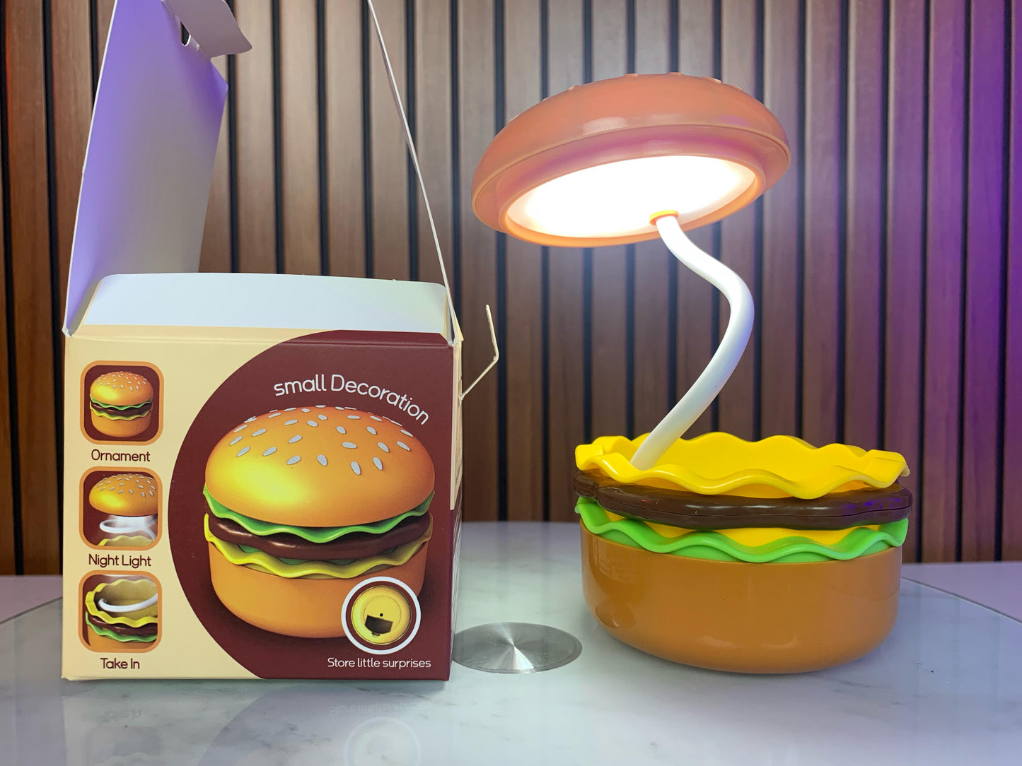 Rechargeable Burger Shape Study Table Lamp for Kids