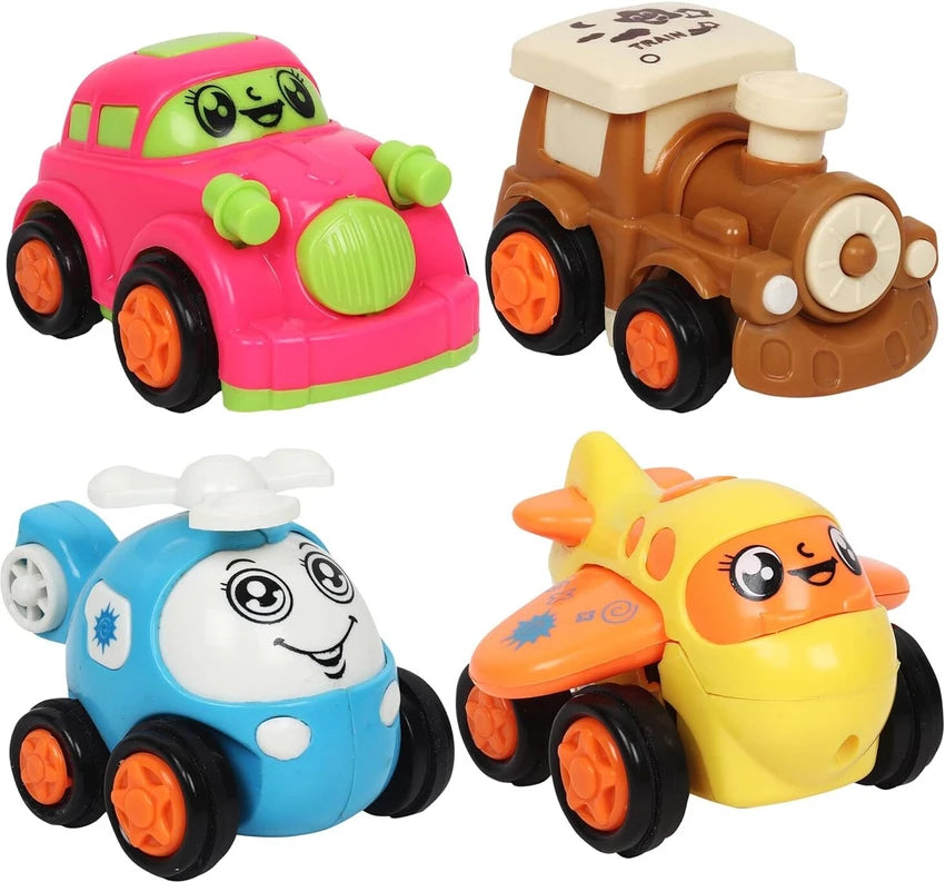 Friction Powered Toy Set of Car, Train, Plane & Helicopter for Kids (Multicolor, Pack of: 4)