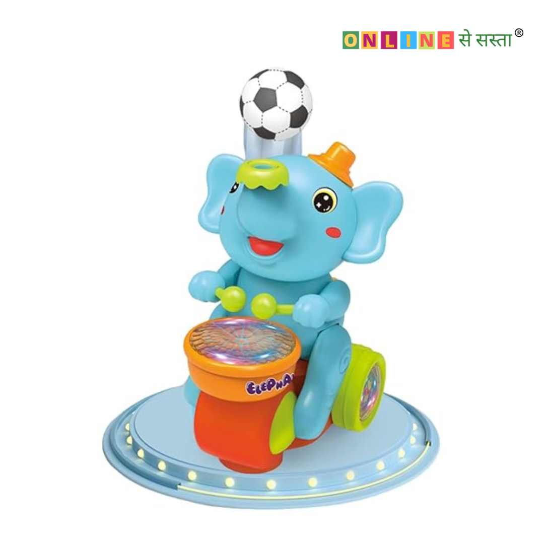 Cute Elephant Toy with Ball on Nose & Dazzling Light Drum Sound