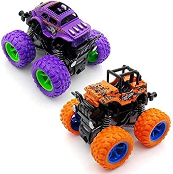 Monster Truck Toys for Kids Friction Powered Monster Truck Car Toy for Baby Push & Go Toys 4wd Monster Truck Combo Set for Boys & Girls red & Green ( Pack of 2 Piece Random Color )