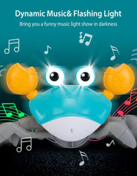 Crawling Crab Toy with Light Up, Interactive Musical Toy with Automatically Avoid Obstacles, USB Rechargeable
