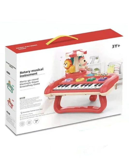 Animal Concert Musical Piano for Kids – Rotary Electronic Organ with Lights & Sound (Multicolor)