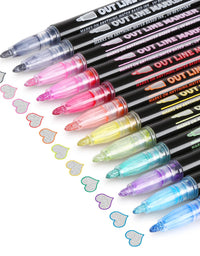 Outline Metallic Marker Pens,  Perfect for Birthday Greeting, Drawing, Scrapbooks, Posters, Rock Paintings, DIY Art Crafts
