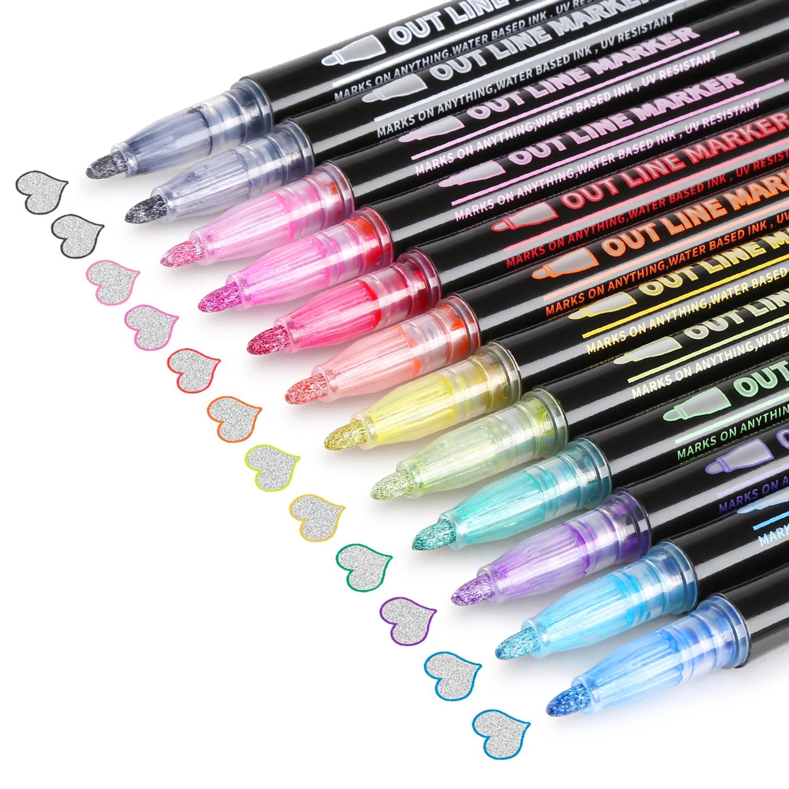 Outline Metallic Marker Pens,  Perfect for Birthday Greeting, Drawing, Scrapbooks, Posters, Rock Paintings, DIY Art Crafts