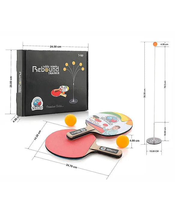 Table Tennis Rebound Trainer Toys with Rackets and Balls Base (Multicolour)