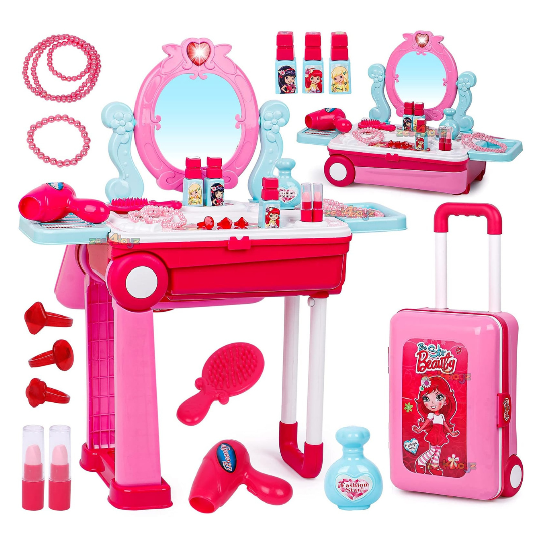 2 in 1 Trolley Bag Make Up Set - Pink