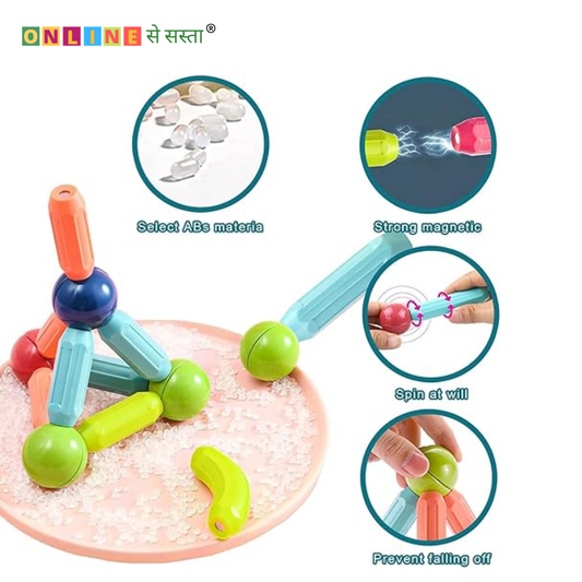 Magnetic Sticks Building Blocks Toy for Kids; Age 3+ Years (25 Pcs) Set Of 2 Pcs