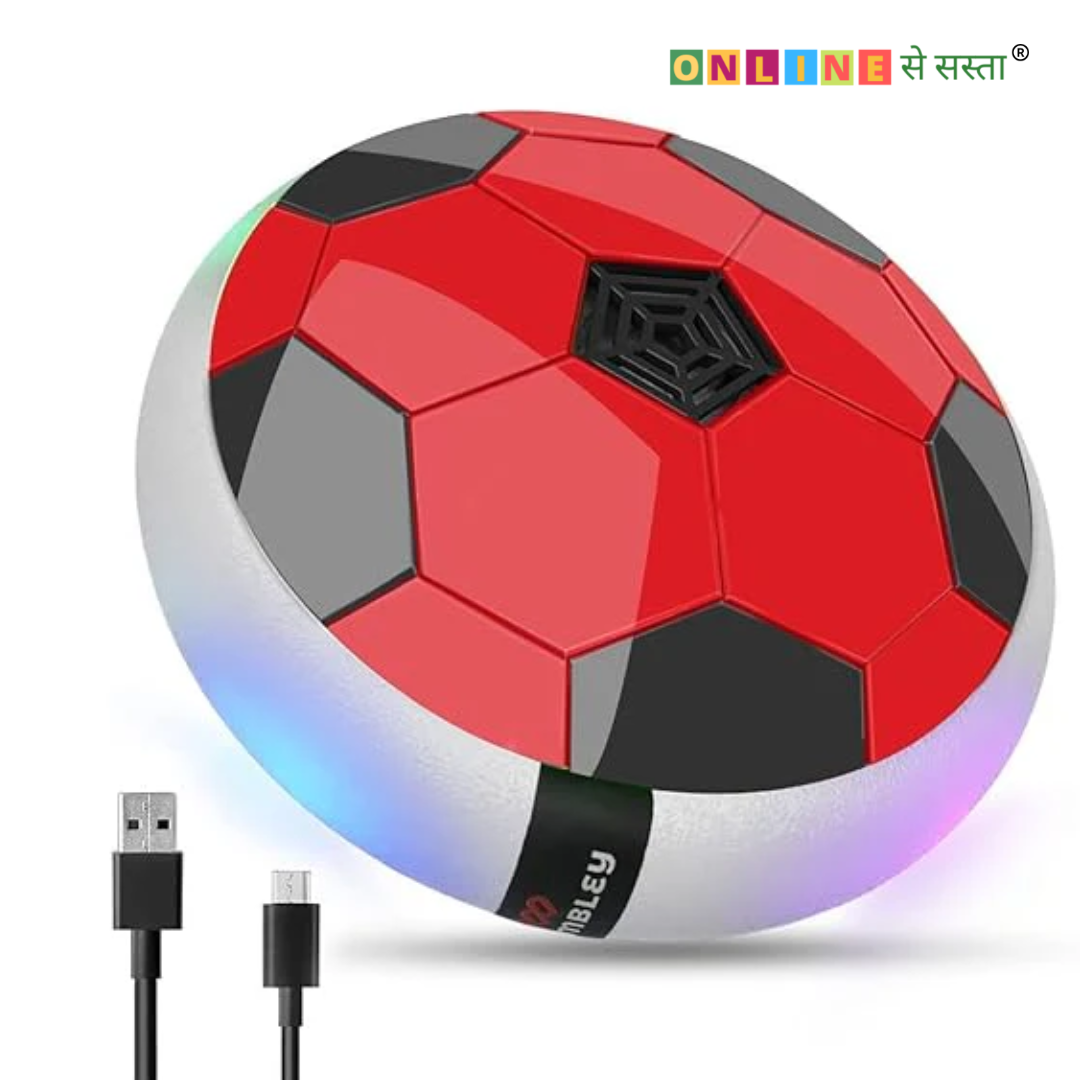 Indoor Pro Air Rechargeable Floating Hover Football with Colorful Flash Light Effect| Multicolor | USB Cable (Included)