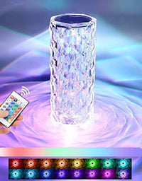 Conquer Crystal Rose Diamond Lamp for Bedroom - 16 Colour Changing LED Night Lights USB Remote & Touch Control Night Lamp | Touch Controle | 16 Color LED Light
