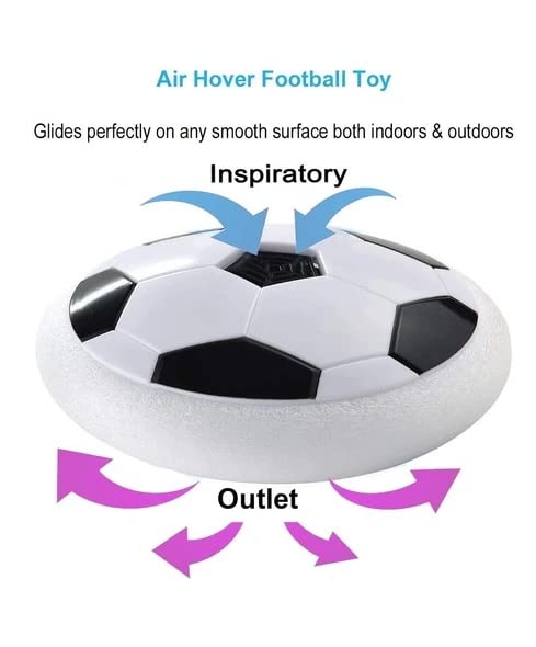 Indoor Pro Air Rechargeable Floating Hover Football with Colorful Flash Light Effect| Multicolor | USB Cable (Included)