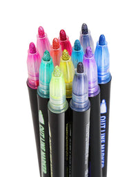 Outline Metallic Marker Pens,  Perfect for Birthday Greeting, Drawing, Scrapbooks, Posters, Rock Paintings, DIY Art Crafts
