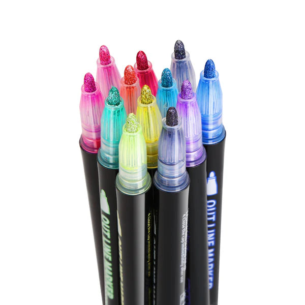 Outline Metallic Marker Pens,  Perfect for Birthday Greeting, Drawing, Scrapbooks, Posters, Rock Paintings, DIY Art Crafts