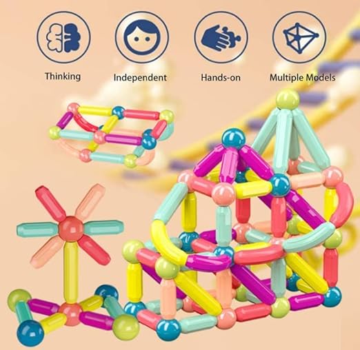 Magnetic Sticks Building Blocks Toy for Kids, Magnetic Balls and Rods Set Kids Montessori Toys Stacking Toys for Kids Age 3+ Years (25 Pcs)