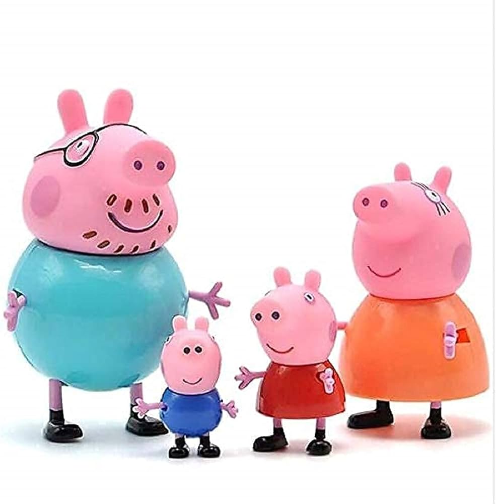 Peppa Pig Family Toy, Set of 4 with Pig House Set, Toys for Children for Pretend Play