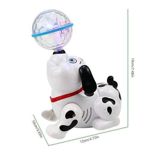 Dancing Dog Toys with Led Lights Flashing and Music, 360 Body Spinning Dog Toy