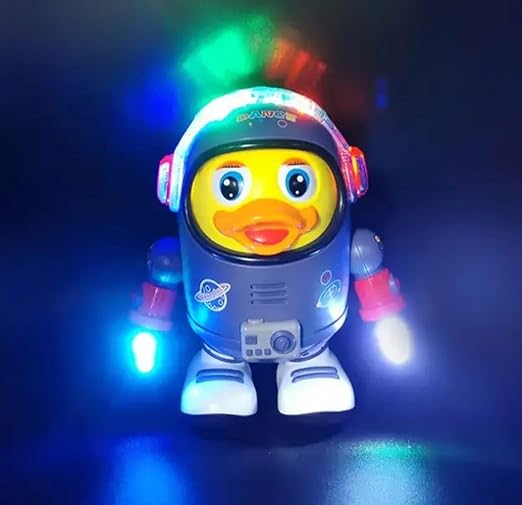 Dancing Space Duck Toy Battery Operated Toy Figure with Lights and Sounds, Dancing Robot with Space Elements Designed for Infants,Babies,Kids (Pack of 1)