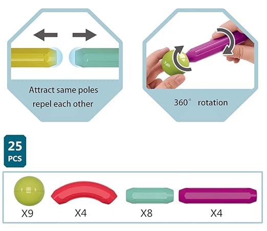 Magnetic Sticks Building Blocks Toy for Kids; Age 3+ Years (25 Pcs) Set Of 2 Pcs