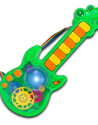 Battery Operated Musical Toy Guitar with 8 Keys & 3D Gear & Flash Light Effects for Kids/Baby/Girls/Boys/Gifts/Toddlers
