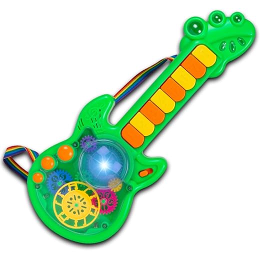 Battery Operated Musical Toy Guitar with 8 Keys & 3D Gear & Flash Light Effects for Kids/Baby/Girls/Boys/Gifts/Toddlers