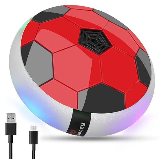 Indoor Pro Air Rechargeable Floating Hover Football with Colorful Flash Light Effect| Multicolor | USB Cable (Included)