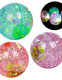 Crystal Bouncing LED Flashing Rubber Fun Ball For Kids- Multi Glitter
