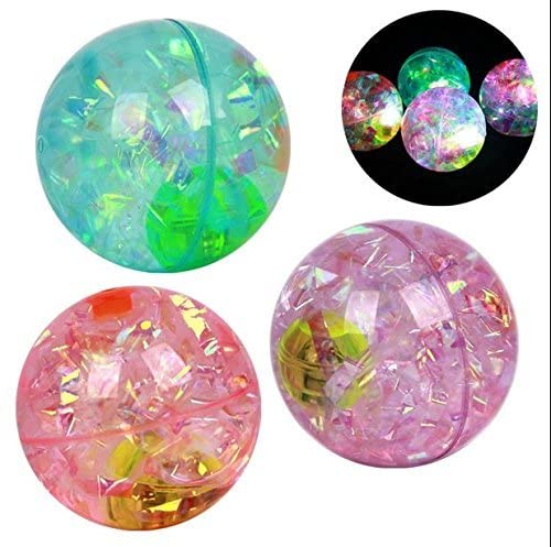 Crystal Bouncing LED Flashing Rubber Fun Ball For Kids- Multi Glitter