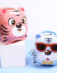 Tiger shaped Money Bank for Kids with Lock and Keys| Steel Coin Bank| 3D embossing Coin Bank
