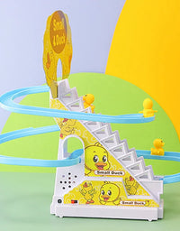 1491 Electric Duck Track Slide Toys - 3 Ducks Climb Stairs Toy Railcar | Educational Climbing Stairs Toys with Music for Children Toddler Boys Girls
