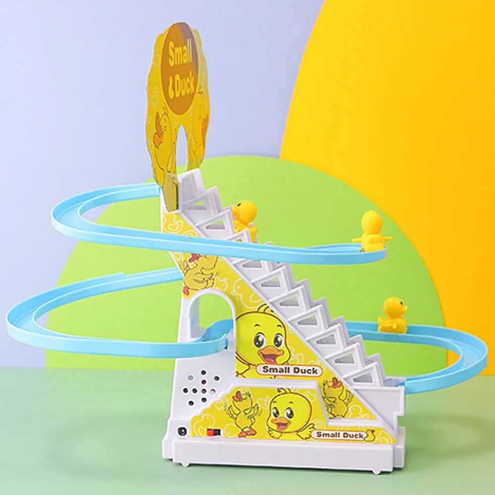 1491 Electric Duck Track Slide Toys - 3 Ducks Climb Stairs Toy Railcar | Educational Climbing Stairs Toys with Music for Children Toddler Boys Girls