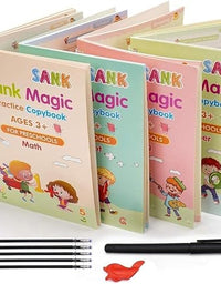 Magic Book for Kids, Sank Magic Practice Copybook, (4 Book+10 Refill+1 Pen+1 Grip) | Buy 1 Set get 1 Set Free**
