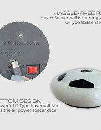 Indoor Pro Air Rechargeable Floating Hover Football with Colorful Flash Light Effect | USB Cable (Included)
