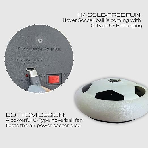 Indoor Pro Air Rechargeable Floating Hover Football with Colorful Flash Light Effect | USB Cable (Included)