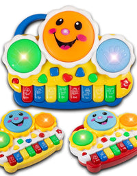 Drum Keyboard Musical Toys with Flashing Lights, Animal Sounds and Songs, Multi Color
