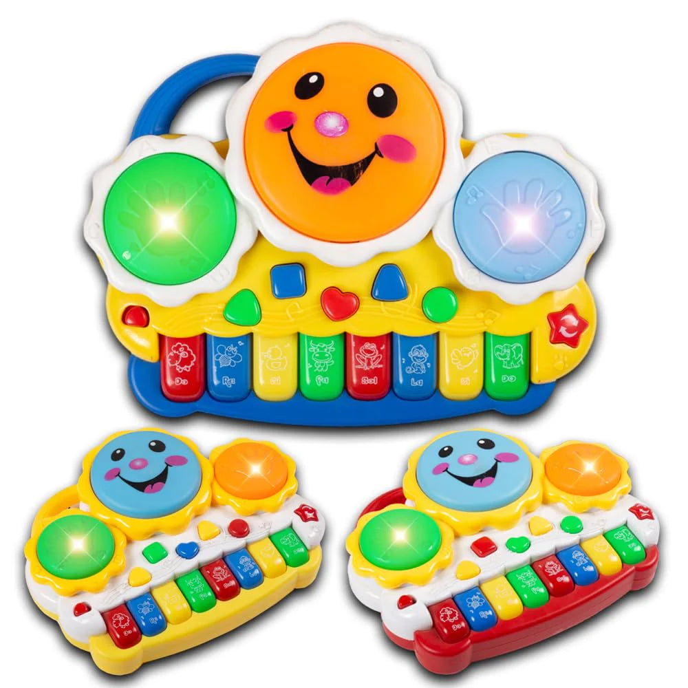 Drum Keyboard Musical Toys with Flashing Lights, Animal Sounds and Songs, Multi Color