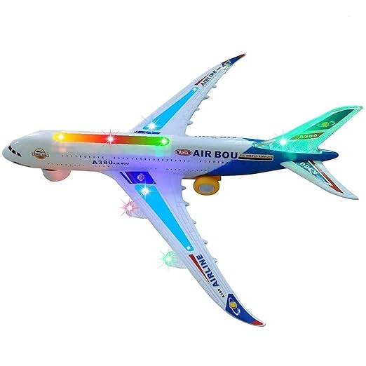 Flashing Light Automatic Airplane Electric Plane, Bump N Go Feature Aeroplane for Children