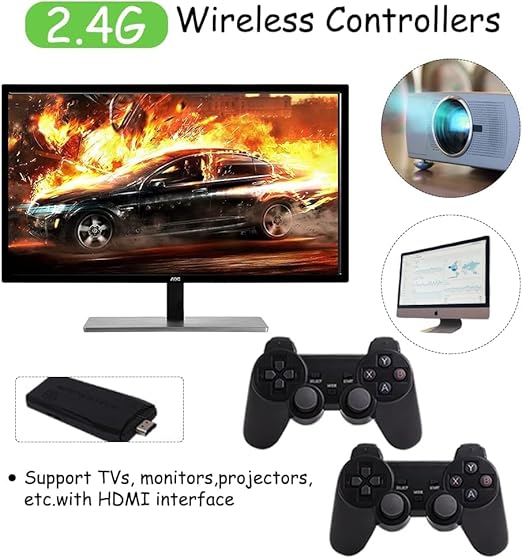 2.4G Wireless TV. Controller Gamepad with 64GB Memory Card, Black