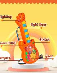 Battery Operated Musical Toy Guitar with 8 Keys & 3D Gear & Flash Light Effects for Kids/Baby/Girls/Boys/Gifts/Toddlers
