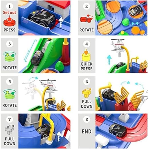 Car Race Tracks for Boys Car Adventure Toys for 3+ Year Kids, City Rescue Preschool Educational Toy Vehicle Puzzle Car Track Playsets for Toddlers (Car Race Track)