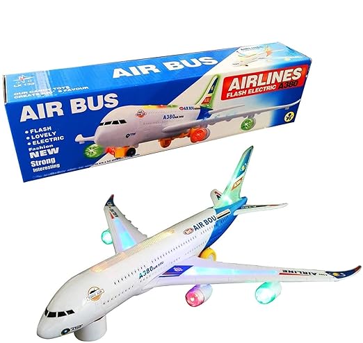 Flashing Light Automatic Airplane Electric Plane, Bump N Go Feature Aeroplane for Children